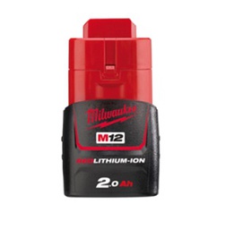 [212012862004] แบตเตอรี่ MILWAUKEE No.M12 B2 Battery 12V 2.0Ah High-Output : Lithium ion , 0.2 kg.