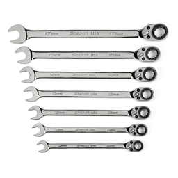 [102050115001] SNAP-ON NO.SOEXR707 Set Wrench Combination Flank Drive Plus Ratcheting Box/Open End 12P 7pcs.