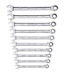 [102050115004] SNAP-ON NO.OXRM710 (OEXRM710) Set Wrench Metric Combination Flank Drive Ratcheting Box/Open End Standard 10pcs.