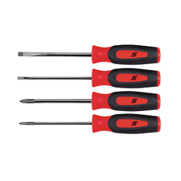 [103011115008] SNAP-ON NO.SGDX40BR Set Screwdriver Combination Mini Tip Flat Tip/PHILLIPS Soft Grip Red (4 pcs.)