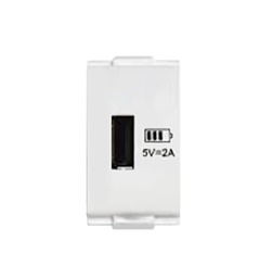 [E18460] เต้ารับสาย USB HACO No.W8301USBA USB Socket Module 5V 2A (White Color)