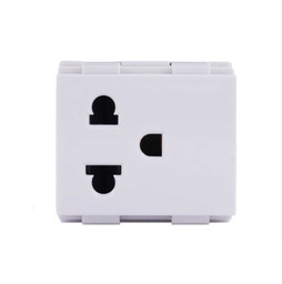 [E16128] เต้ารับเดี่ยวมีกราวด์ HACO No.W8416V 3 Pin Euro-American Socket with Safety Shutter , 16A 250V.