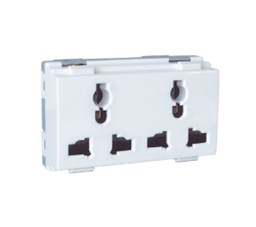 [E16120] เต้ารับสากลคู่ HACO No.W8318D Duplex Universal Socket with Safety Shutter (16A 250V)