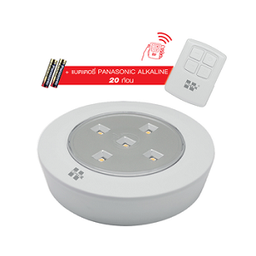 [E18698] โคมไฟแอลอีดีพร้อมรีโมท HI-TEK No.HFL0003DS Puck set with remote LED AA 4.5v 6ea/set